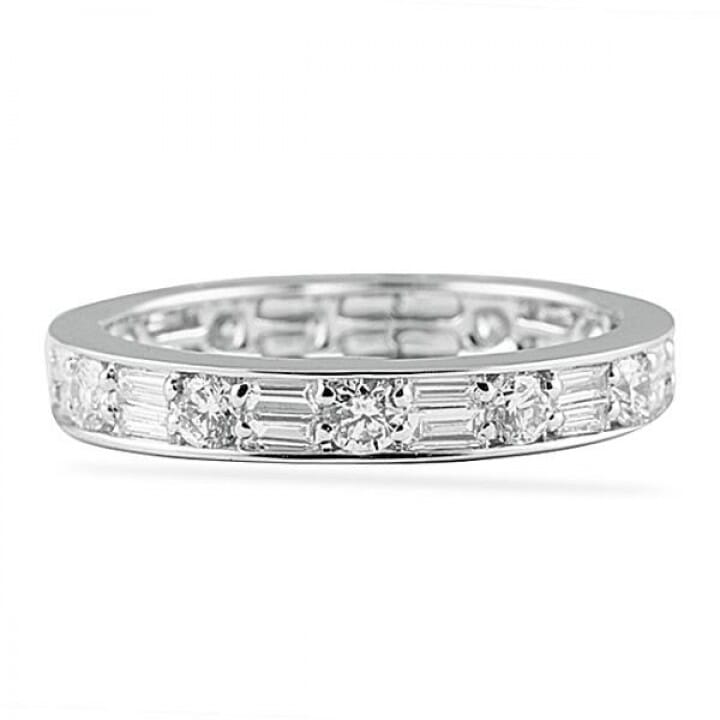 1.21 CT ROUND AND BAGUETTE DIAMOND ETERNITY BAND RING