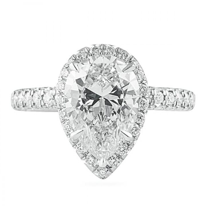 2.34 carat Pear Shaped Diamond Halo Engagement Ring