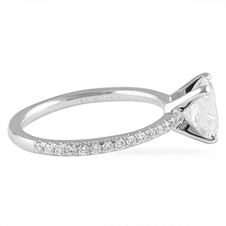 1.10 ct Antique Cushion Diamond White Gold Engagement Ring
