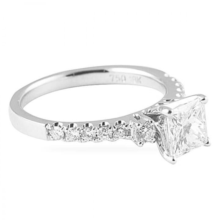 1.10 ct Princess Cut Diamond White Gold Engagement Ring