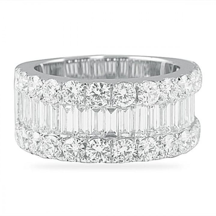 Koe Mannelijkheid combineren 3.75 CT ROUND AND BAGUETTE DIAMOND WIDE WEDDING BAND | Lauren B Jewelry