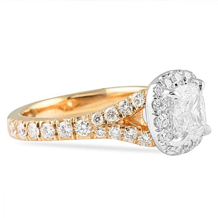 1.04 carat Cushion Rose and White Gold Engagement Ring