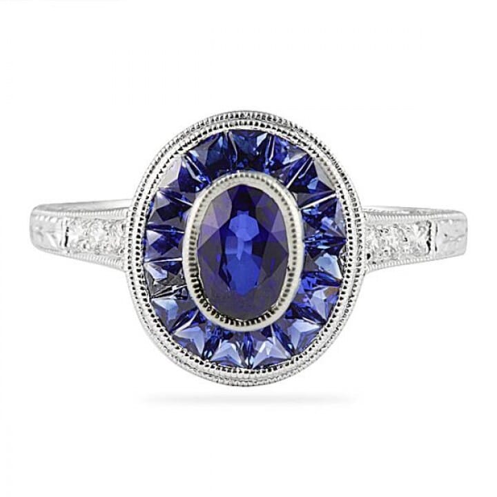 Sapphire and Diamond White Gold Ring 