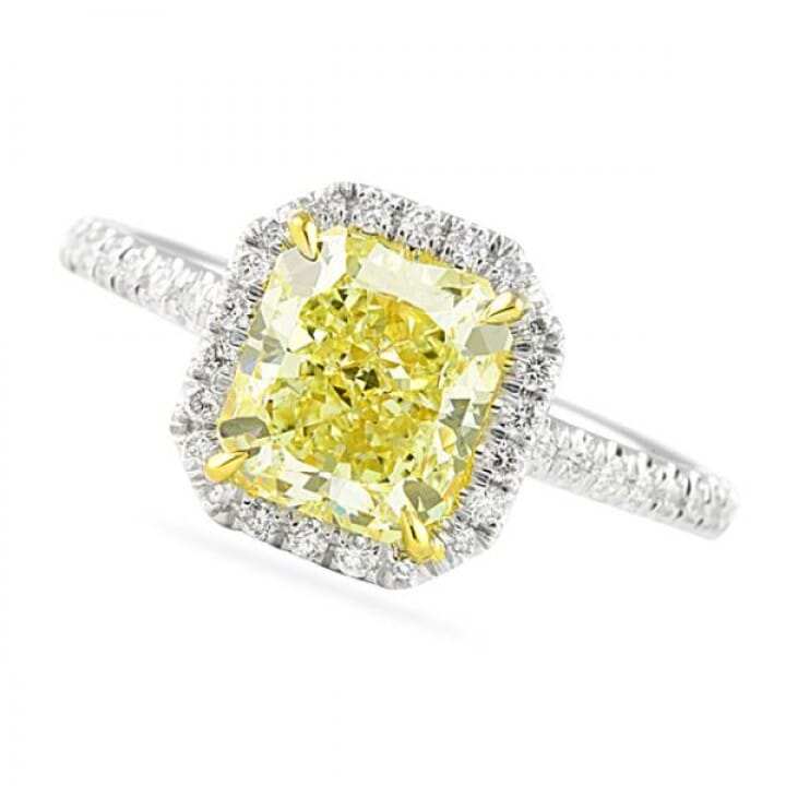 2.06 ct Radiant Cut Yellow Diamond Ring