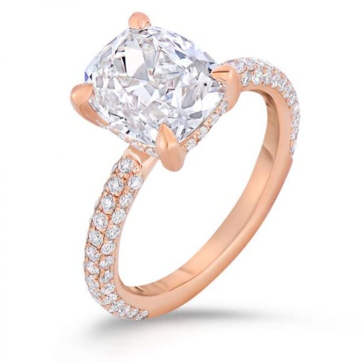 2.55 ct Antique Cushion Rose Gold Engagement Ring