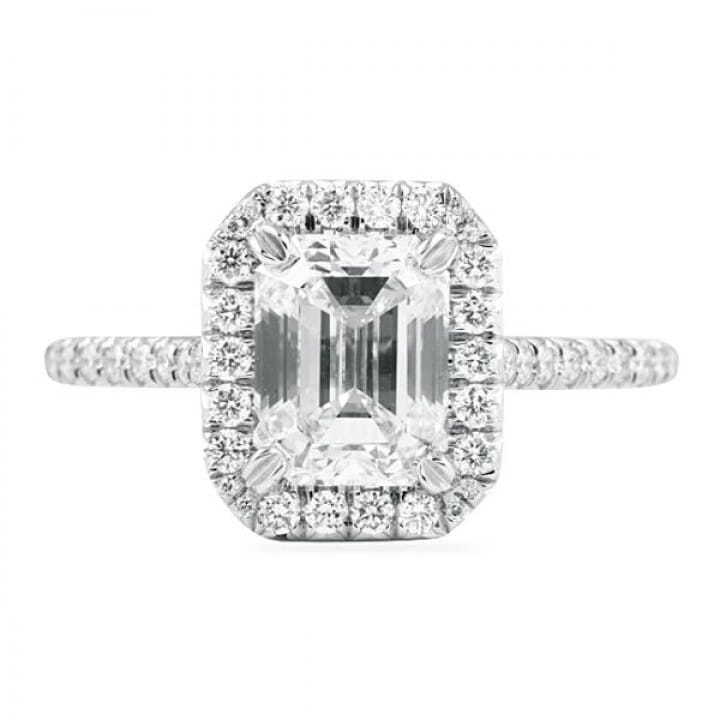 1.80 carat Emerald Cut Halo Engagement Ring