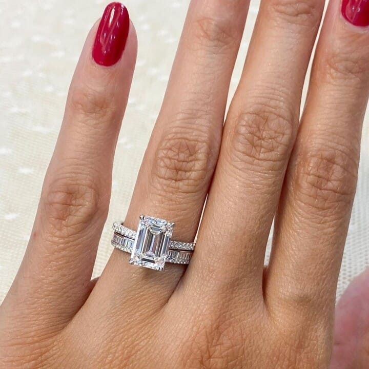 3.09ct Emerald Cut Lab Diamond Engagement Ring top