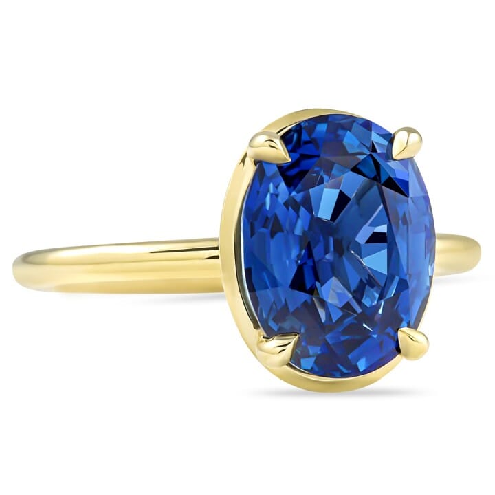 mistænksom Motherland Menagerry 4.83 carat Blue Sapphire Yellow Gold Engagement Ring | Lauren B Jewelry