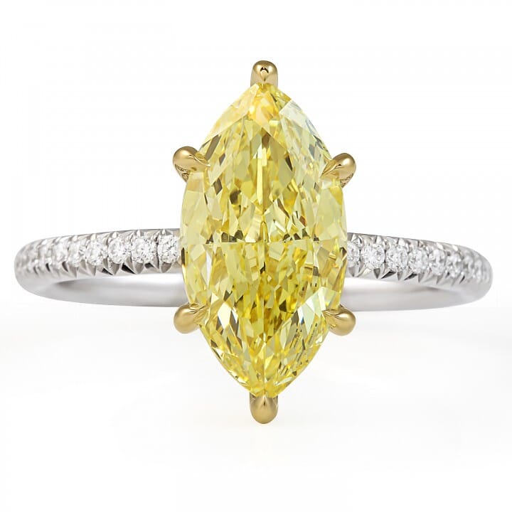 Real 3.80ct Natural Fancy Vivid Orange Yellow Diamond Engagement Ring 18K  GIA
