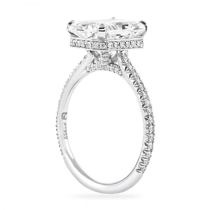4.01ct Radiant Cut Platinum Cathedral Engagement Ring flat