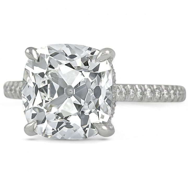 4.39ct Antique Cushion Diamond Engagement Ring flat