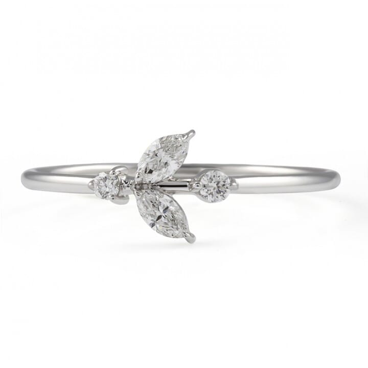 Dainty Marquise and Round Flower Ring flat