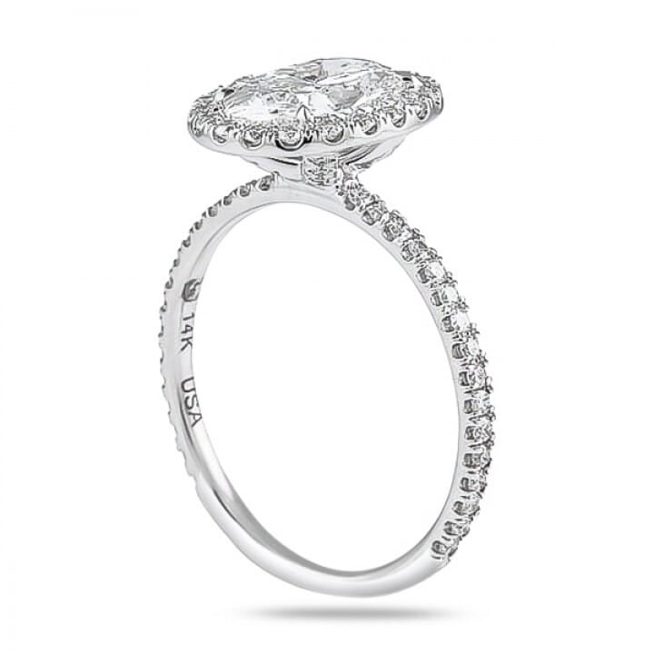 1.50ct Oval Diamond Classic Halo Engagement Ring fat