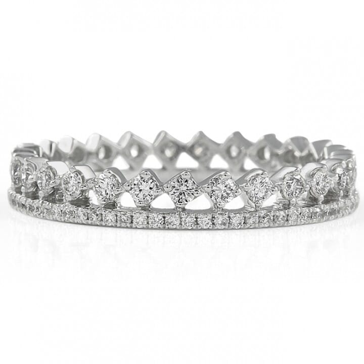 Two-Row Compass and Pave Set Diamond Eternity Band yellow gold