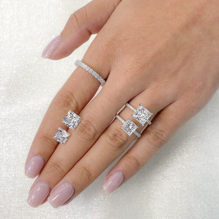 princess cut diamond rings on hand