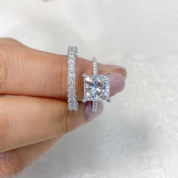 2.42 ct Princess Cut Lab Diamond Engagement Ring flat