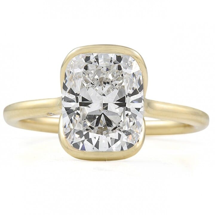 3.2 carat Lab Grown Cushion Cut Diamond Solitaire Engagement Ring
