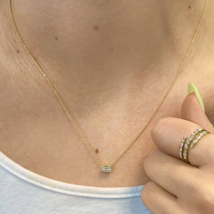 18k Emerald Cut Diamond Pendant product