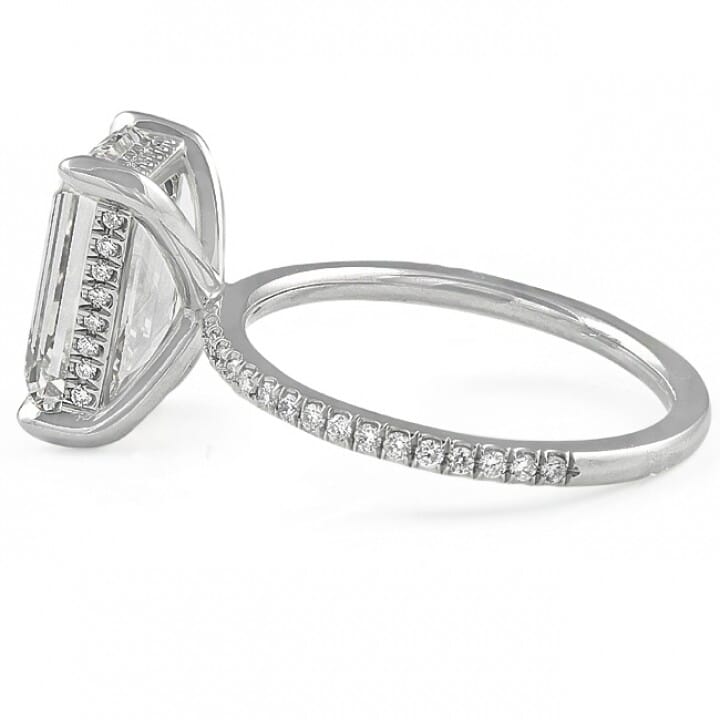 4.20ct Emerald Cut Diamond Super Slim Engagement Ring front