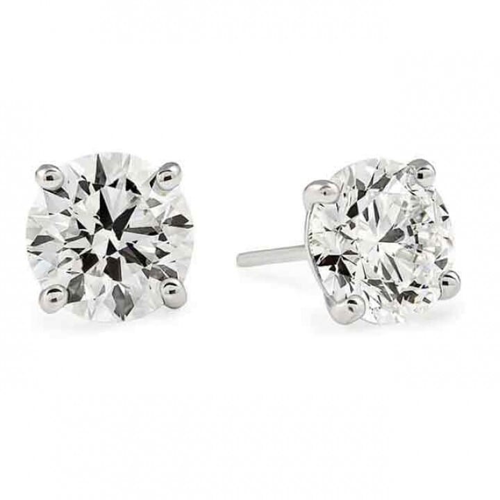 Buy White Gold Round Diamond Designer Earrings at Diamonds Factory US