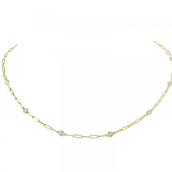 18k Yellow Gold Art Deco Style Two Tone Gold Diamond By The Yard Necklace -  1800 Loose Diamonds
