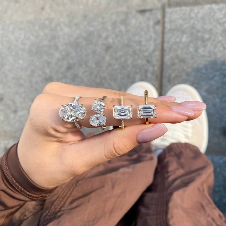 6.12 carat Oval Lab Diamond Signature Wrap Engagement Ring flat