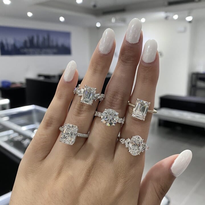 6 carat Radiant Cut Pave Diamond Engagement Ring