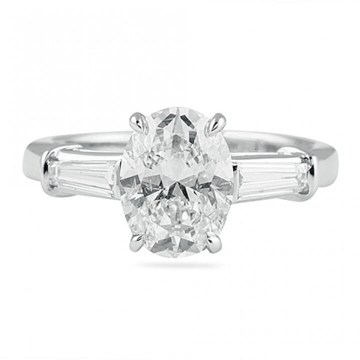 1.70 carat Oval Diamond Three-Stone Engagement Ring flat