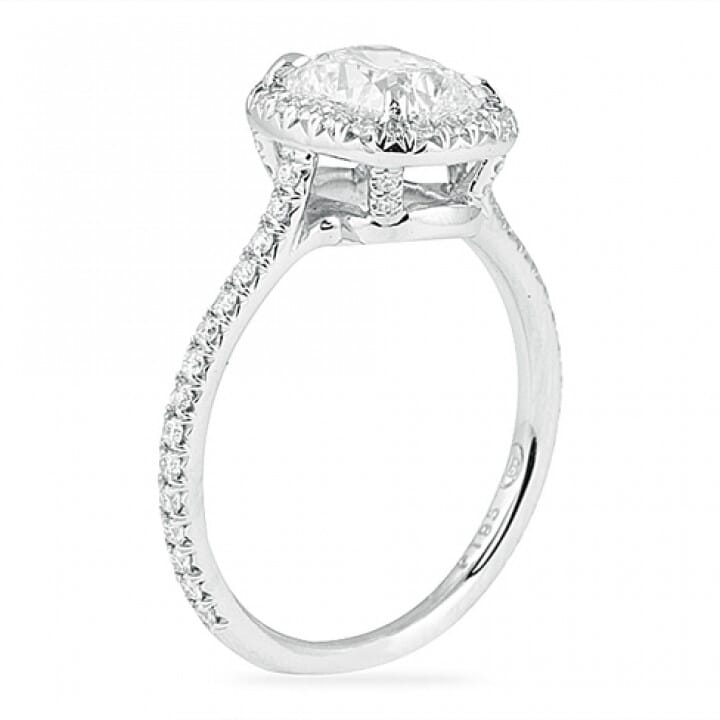 1.50 carat Cushion Cut Diamond Halo Engagement Ring flat
