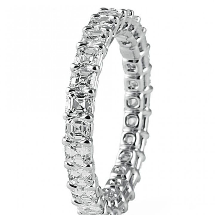 Eternity Ring with Arch Prong Set Asscher Diamonds in 18k White Gold