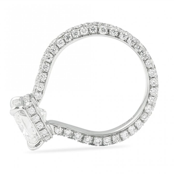 2.03 ct Cushion Diamond Three-Row Band Engagement Ring