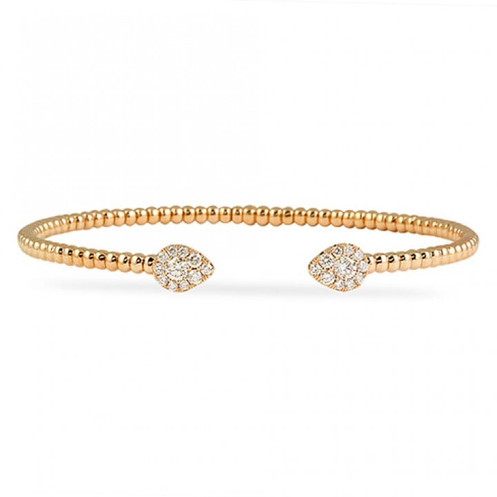 Diamond 18k Rose Gold Open Bangle Bracelet