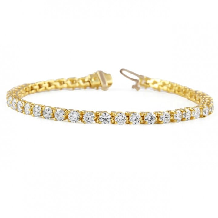 6.70 carat Lab Grown Diamond Yellow Gold Tennis Bracelet flat
