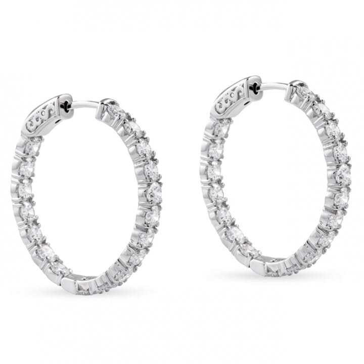 Round Lab Diamond Elongated In & Out Hoop Earring