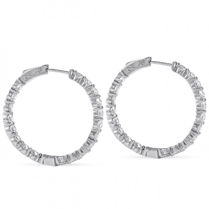 5.50 carat Round Lab Diamond Shared Prong Inside Out Hoops 