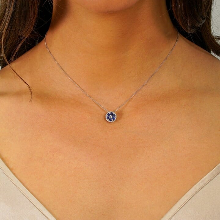 Sapphire and Diamond Circular Cluster Pendant