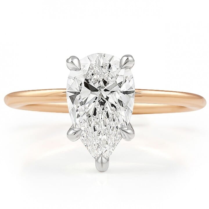 1.7ct Pear Shape Lab Diamond Pave Prong Solitaire Ring front
