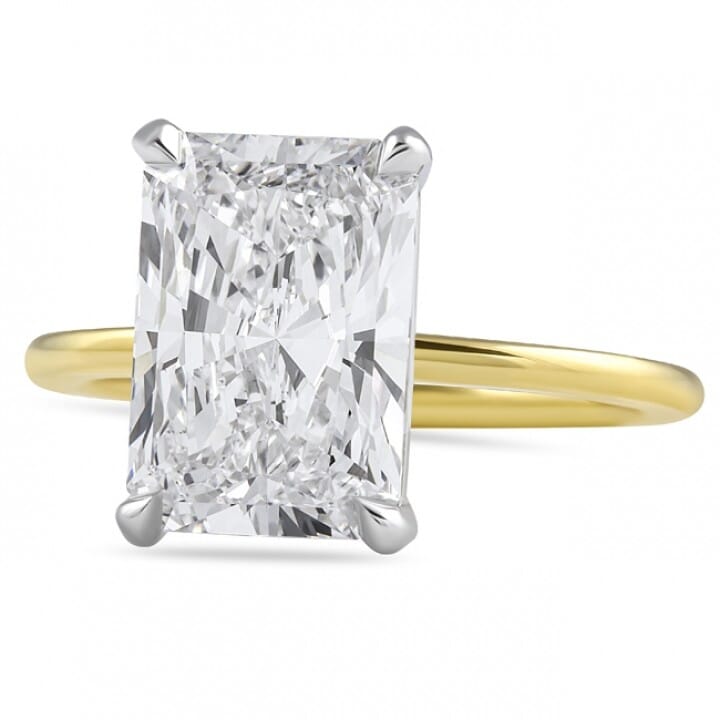 4.30ct Radiant Cut Lab Diamond Pave Prong Engagement Ring top