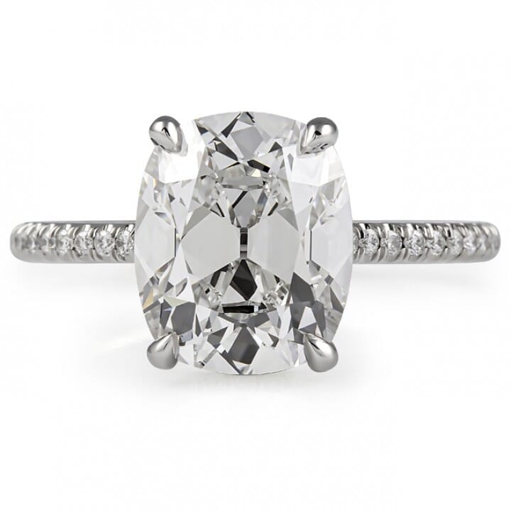 3.50 carat Antique Cushion Lab Diamond Engagement Ring flat