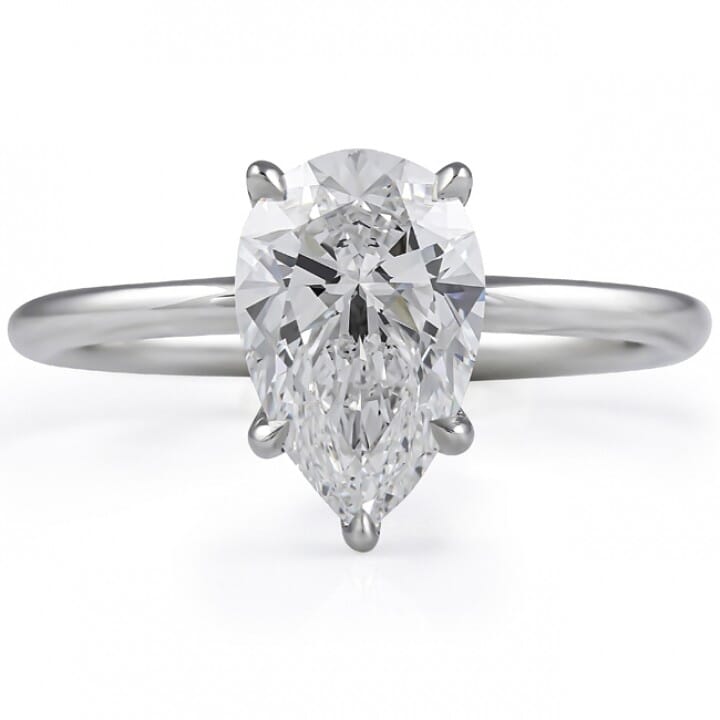 1.74 carat Pear Shape Lab Diamond Solitaire Engagement Ring flat