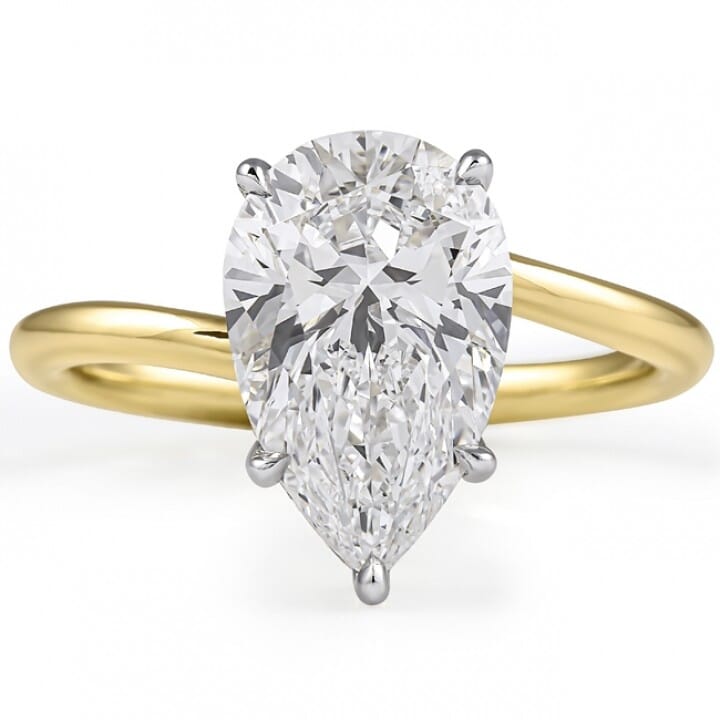 Pear Cut Lab Grown Diamond Engagement Ring with Matching Wedding Band