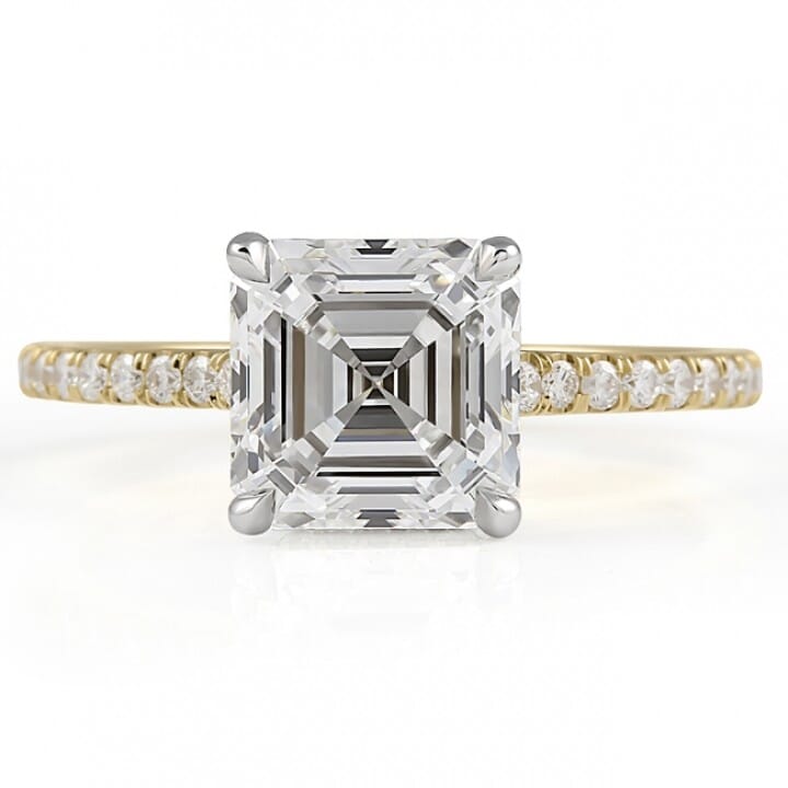 2.35 carat Asscher Cut Lab Diamond Two-Tone Ring flat
