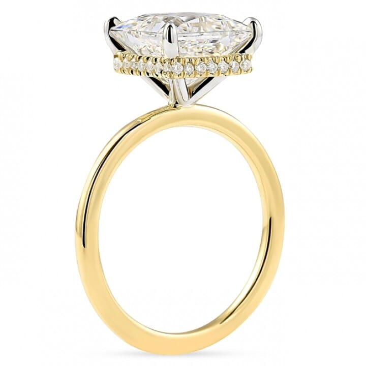 3.14 carat Princess Cut Lab Diamond Two-Tone Signature Wrap Ring flat