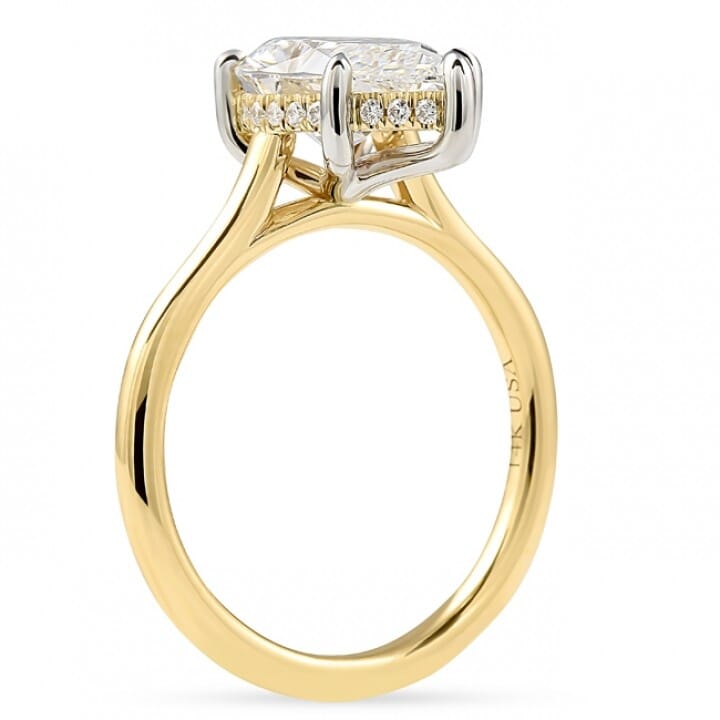 2.06 carat Pear Shape Lab Diamond Two-Tone Solitaire Ring flat