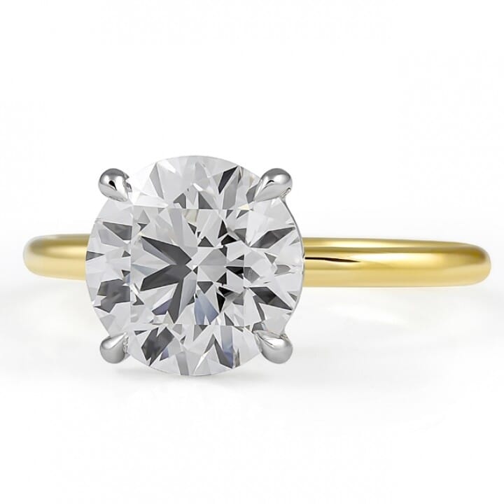 2.71carat Round Lab Diamond Two-Tone Solitaire Ring