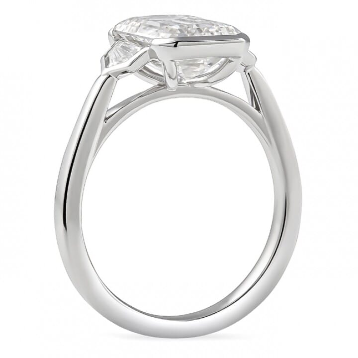 3.02 carat Emerald Cut Lab Diamond Bezel Set Three-Stone Ring flat