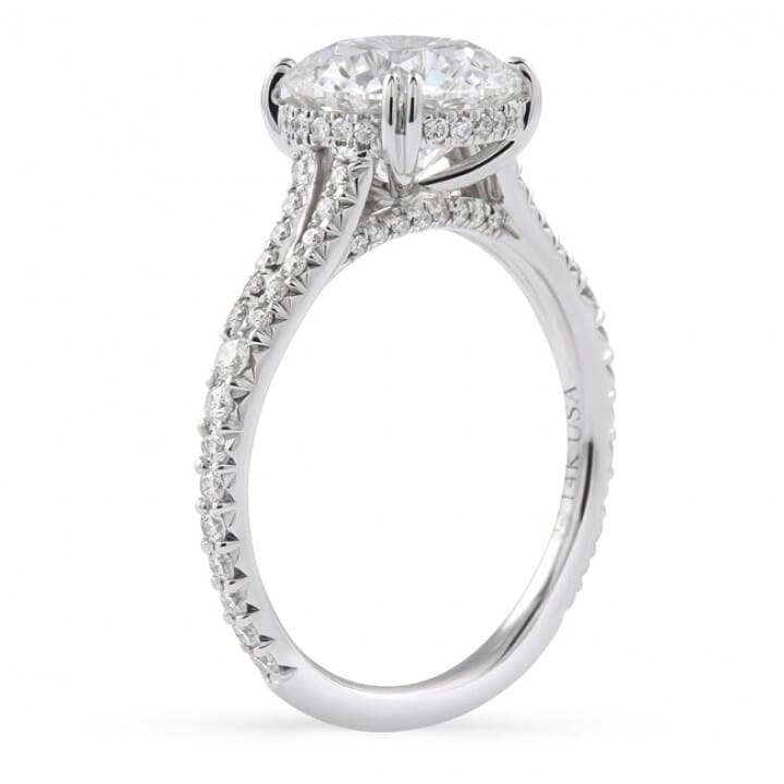 2.36 carat Round Lab Diamond Split Band Engagement Ring flat