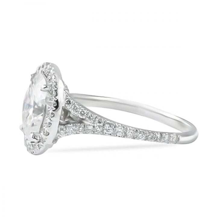 Oval Moissanite Halo Engagement Ring flat