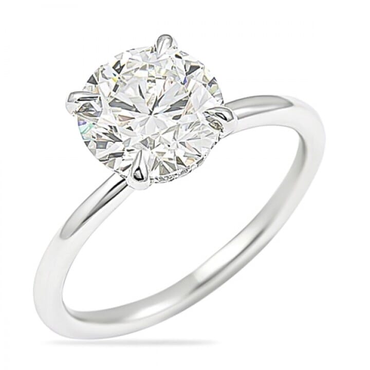 Round solitaire engagement ring 2 carat diamond