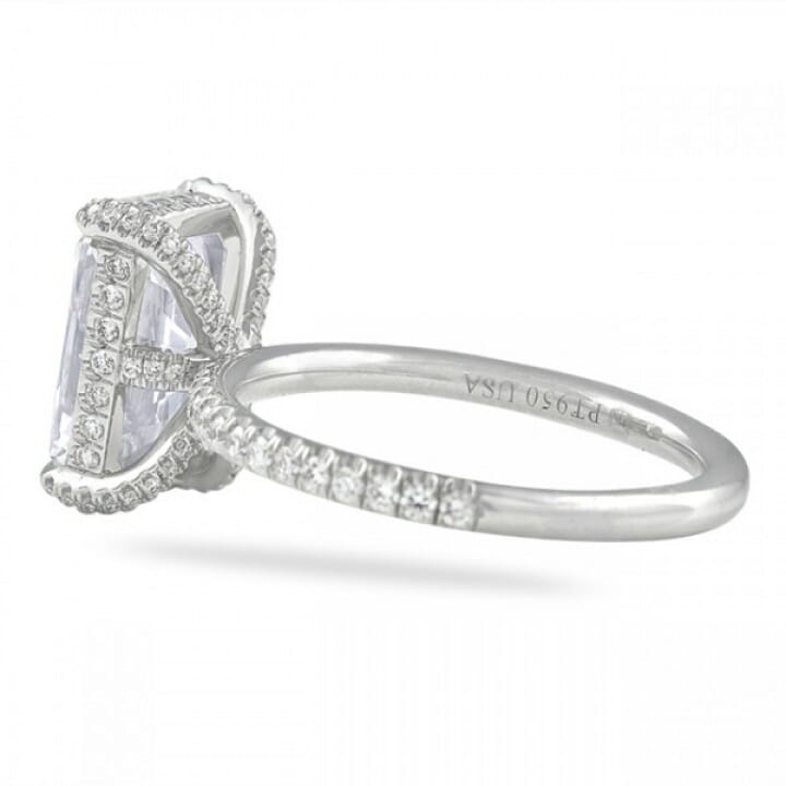 3 carat Radiant Cut Diamond Pave Basket Engagement Ring flat